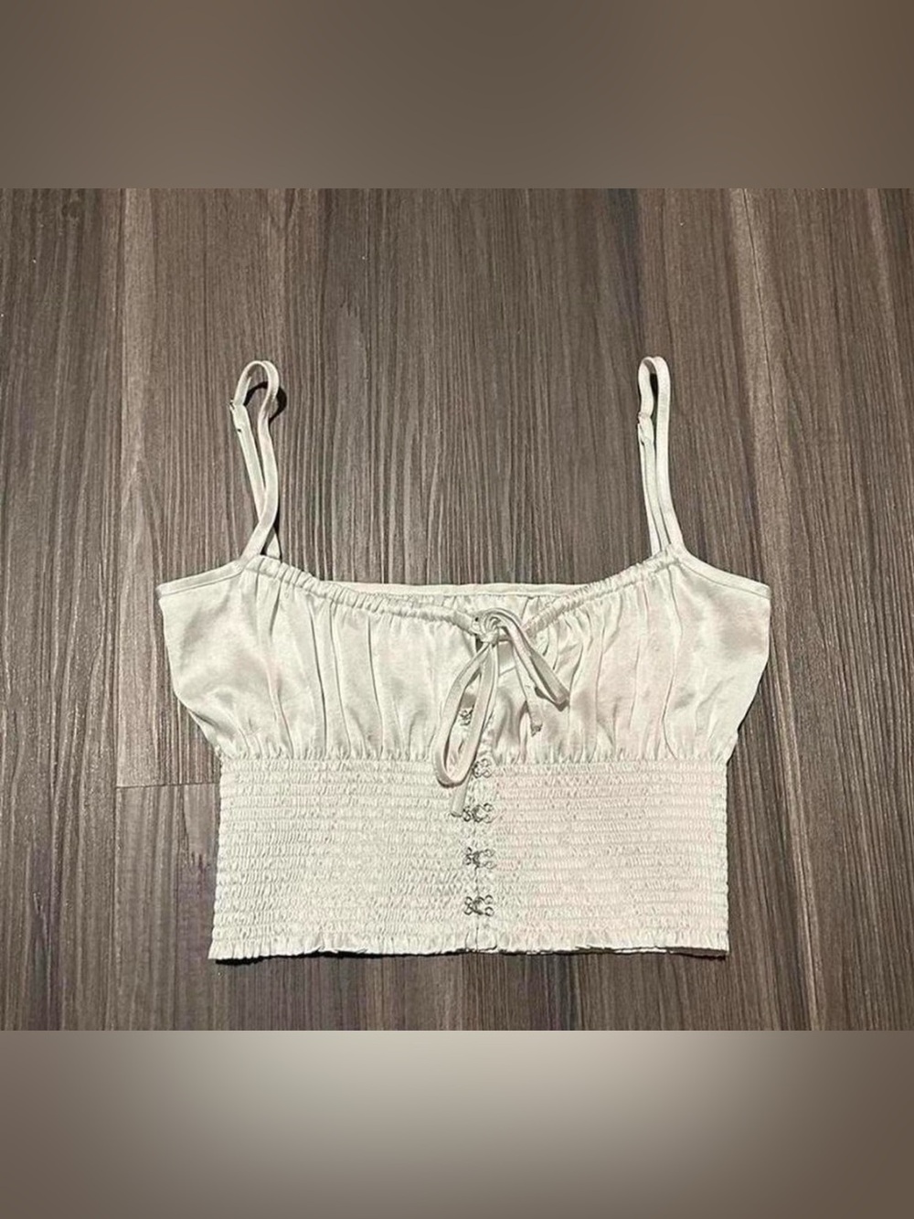 Princess Polly Smocked Satin Crop Tank Top -